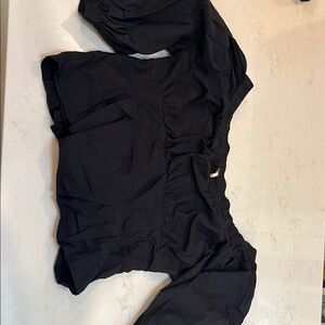 Free People Black Ruched Cropped Blouse